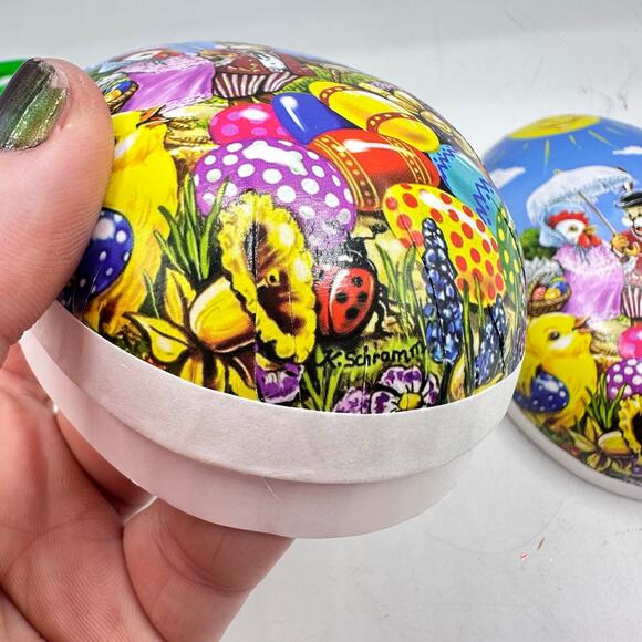 Vintage Paper Easter Egg Containers Bunny and Hen Spring Design - Picture 3 of 6